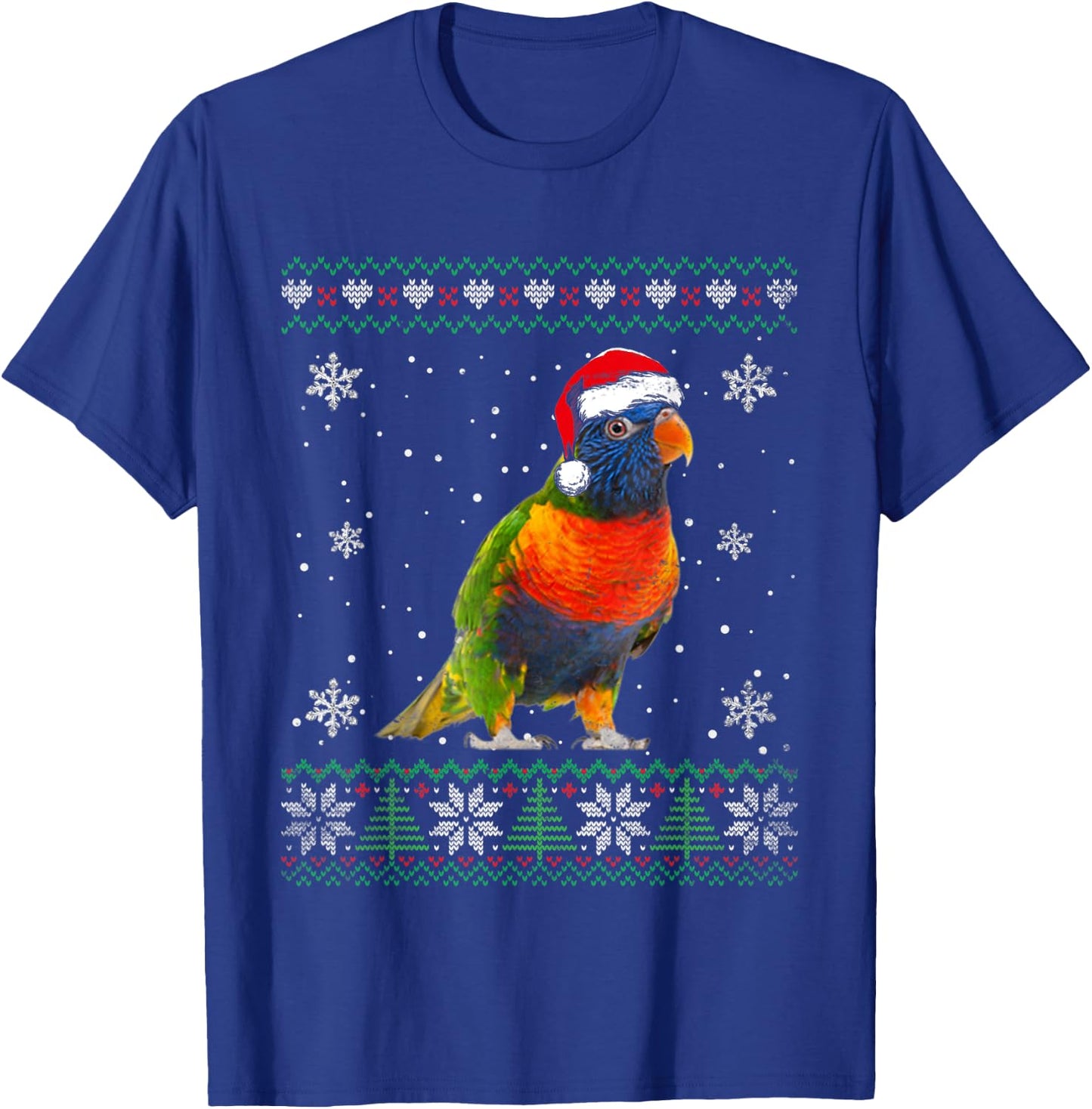 Santa Parrot Ugly Sweater Animals Christmas Pajama T-Shirt - T-Shirt | Royal