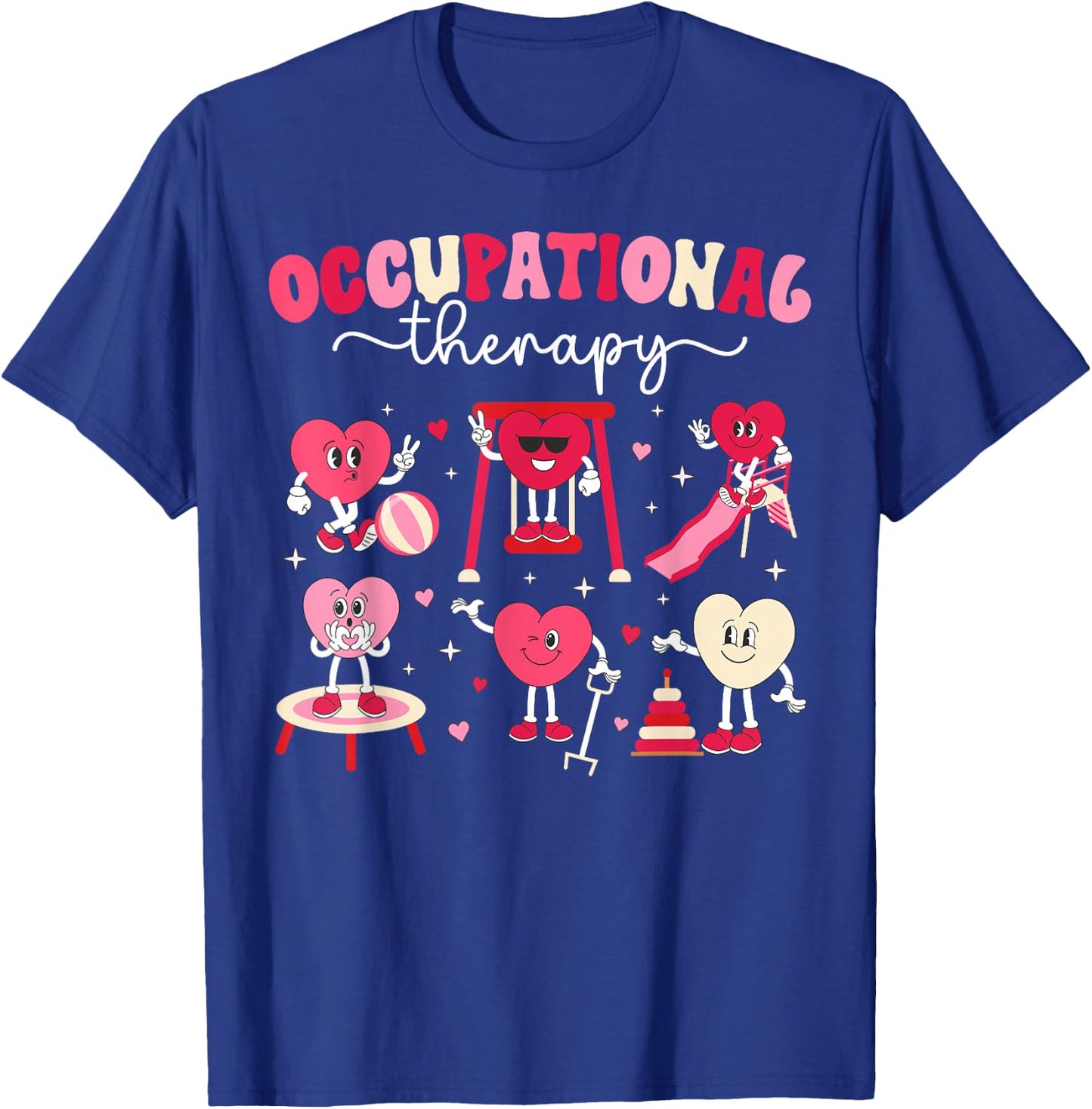 Valentines Day Women's -Adults Occupational Therapy Valentine Black Small Modern Lightweight Unique Graphic Cartoon Round Neck Short Sleeve T-Shirt - T-Shirt | Royal