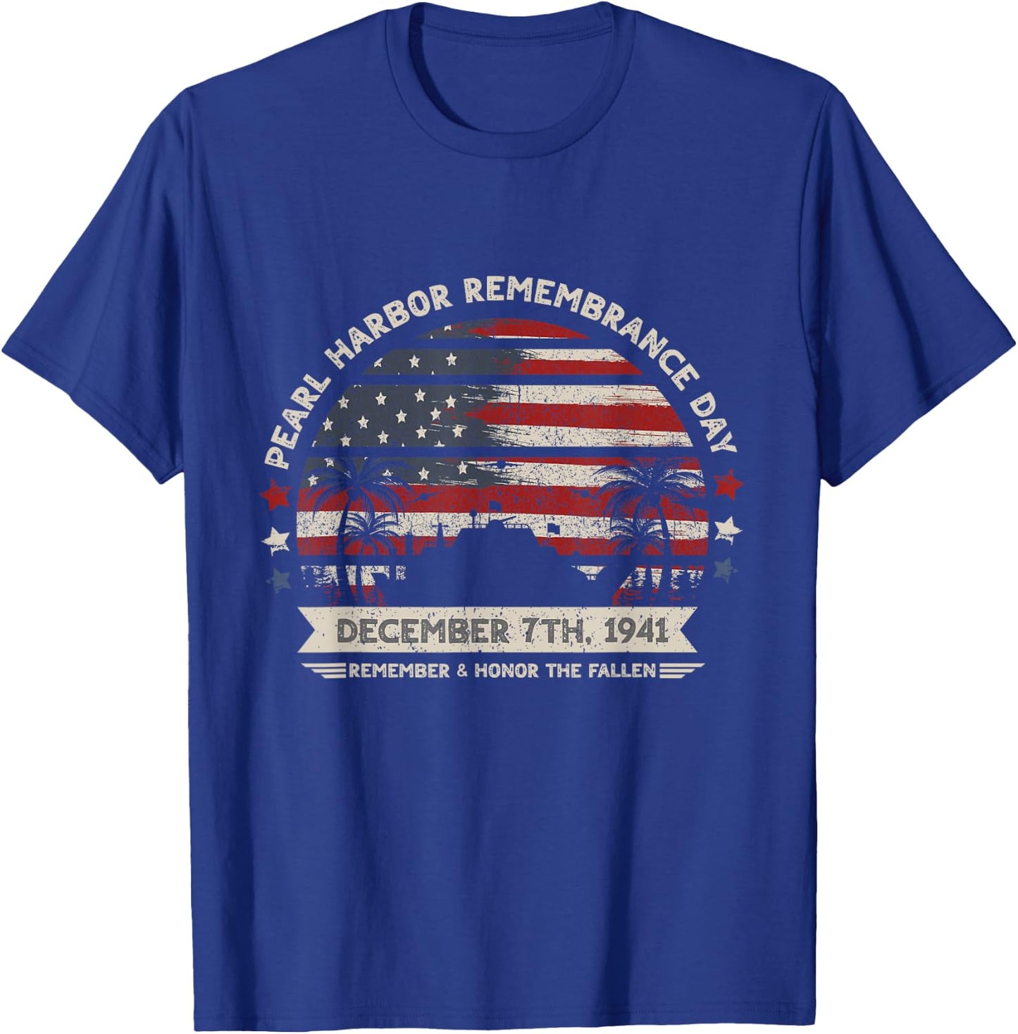 Vintage Hawaii USA Flag , Pearl Harbor Memorial Day Gift T-Shirt - T-Shirt | Royal