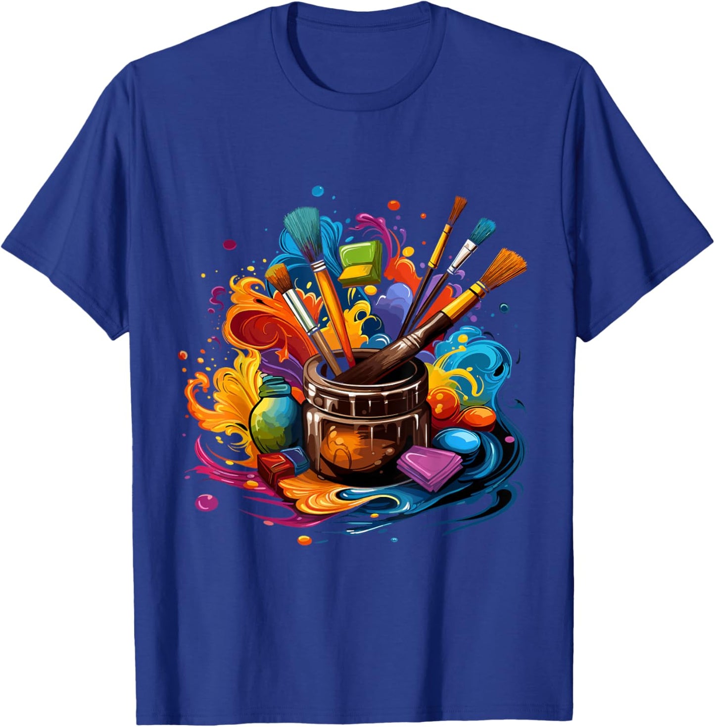 Artist Paint Palette And Brushes Art -Adults Black Art T-Shirt - T-Shirt | Royal
