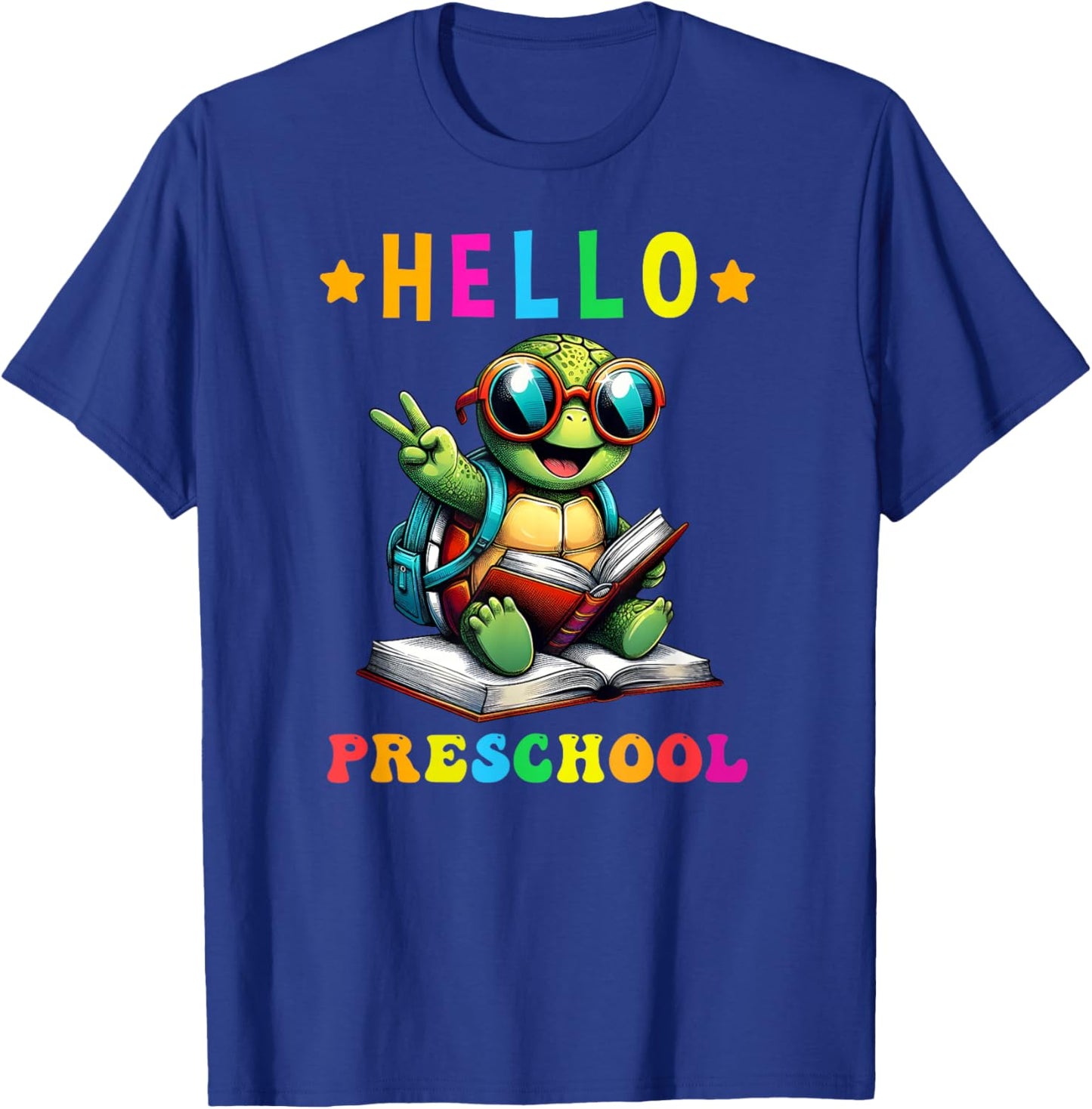 Hello Preschool Turtle Lovers Back to School Kids Boys Girls T-Shirt - T-Shirt | Royal