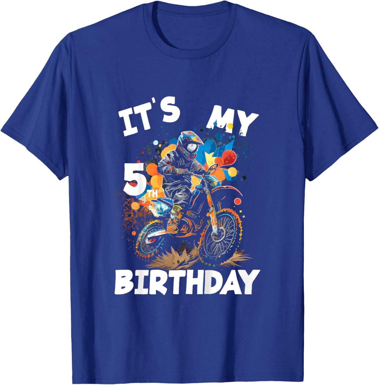 Kids It's my 5th Birthday 5 Year Old Dirt Bike Birthday T-Shirt - T-Shirt | Royal