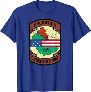 Military Gulf War Operation Desert Storm USA Insignia T-Shirt - T-Shirt | Royal