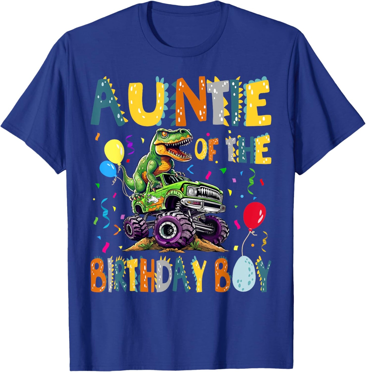 Auntie Of The Birthday Boy T-Rex Dinosaur Birthday Party T-Shirt - T-Shirt | Royal