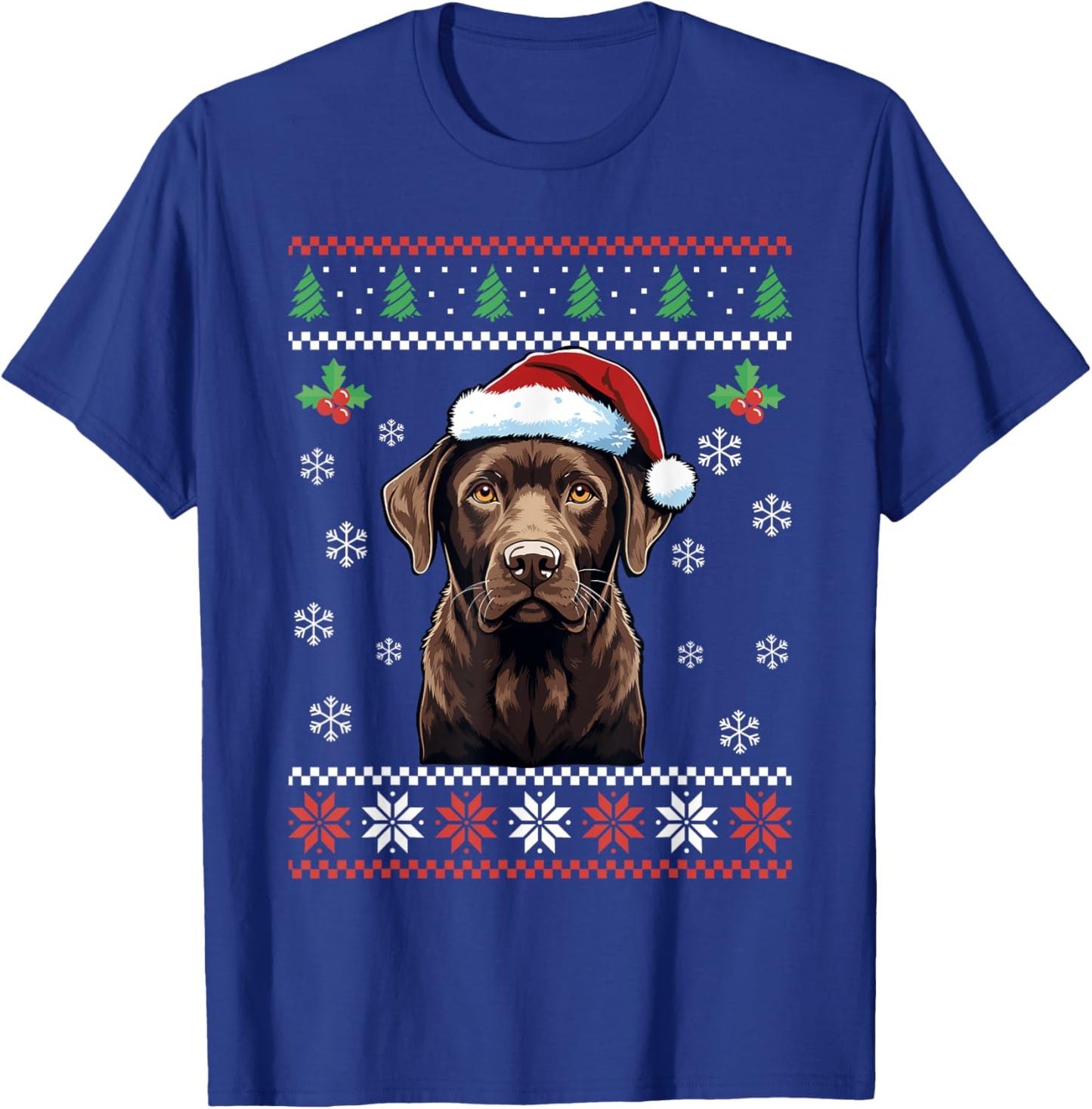 Chocolate Labrador Ugly Christmas Sweater Xmas Adults Kids T-Shirt - T-Shirt | Royal