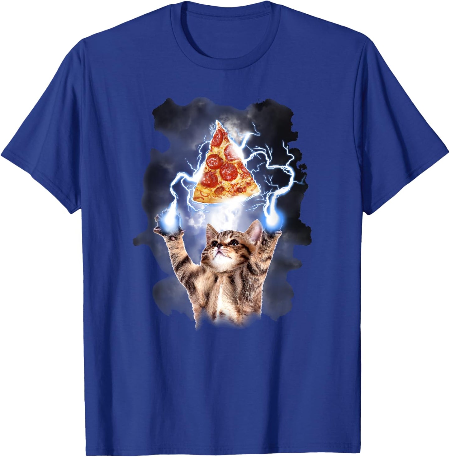Lightning Pizza Cat T-Shirt - T-Shirt | Royal