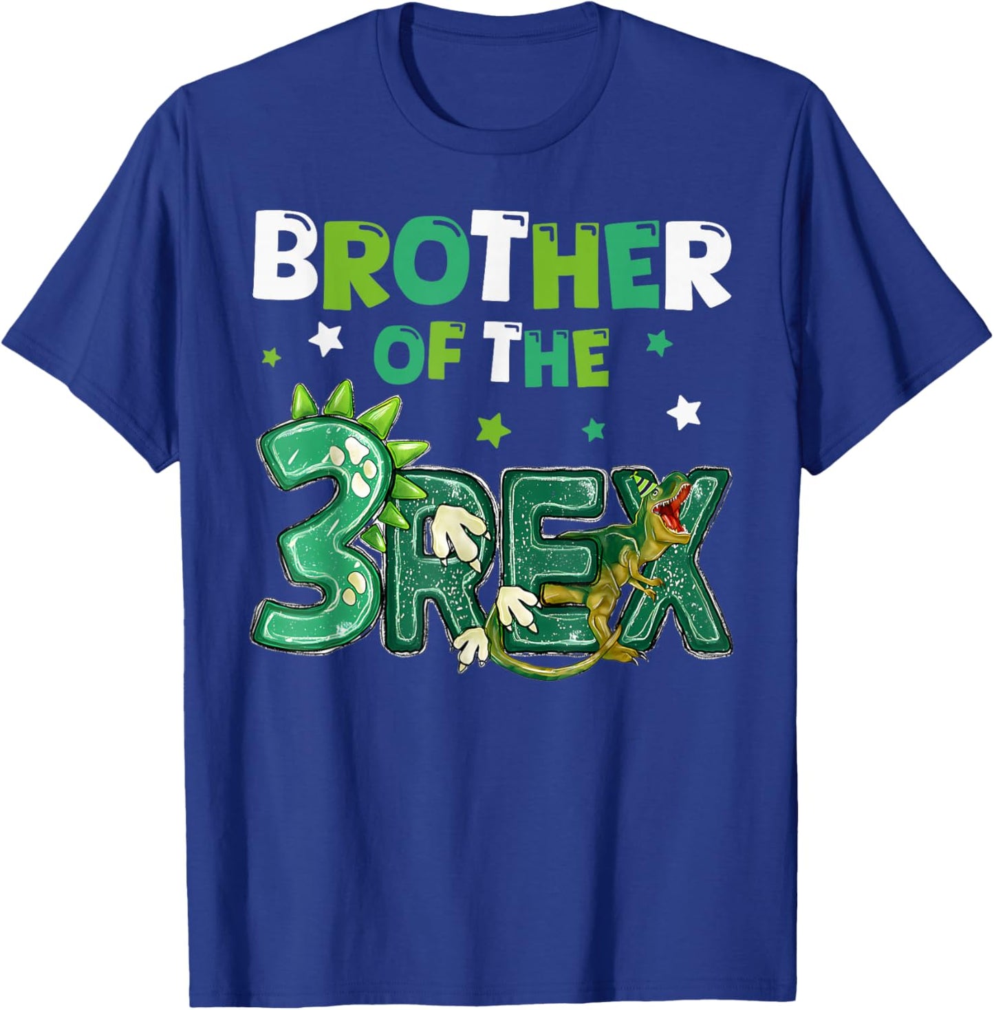 Brother of the Three Rex Birthday Dinosaur Family Matching T-Shirt - T-Shirt | Royal