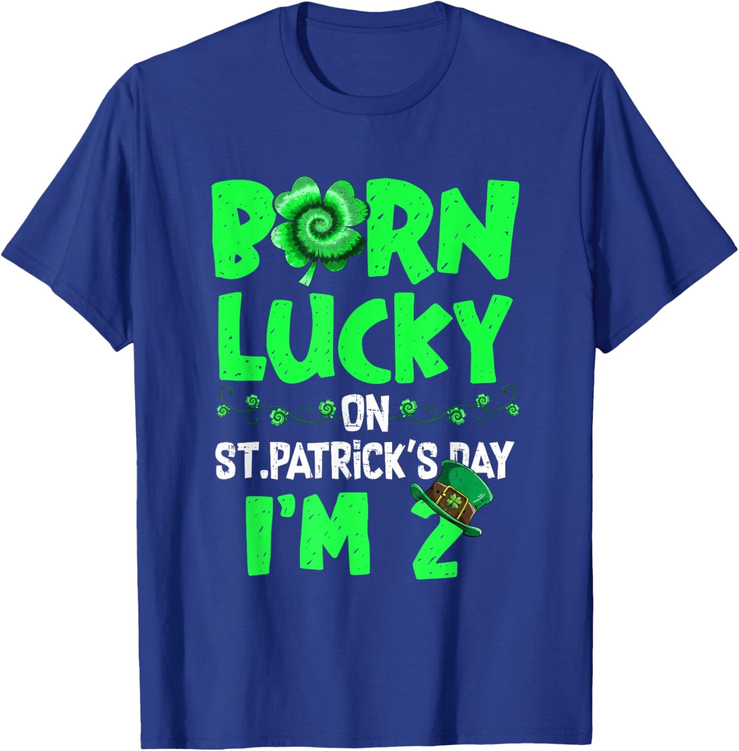 St Patricks Day 2th Birthday Boy Girl 2 Years Old Boys Kids T-Shirt - T-Shirt | Royal