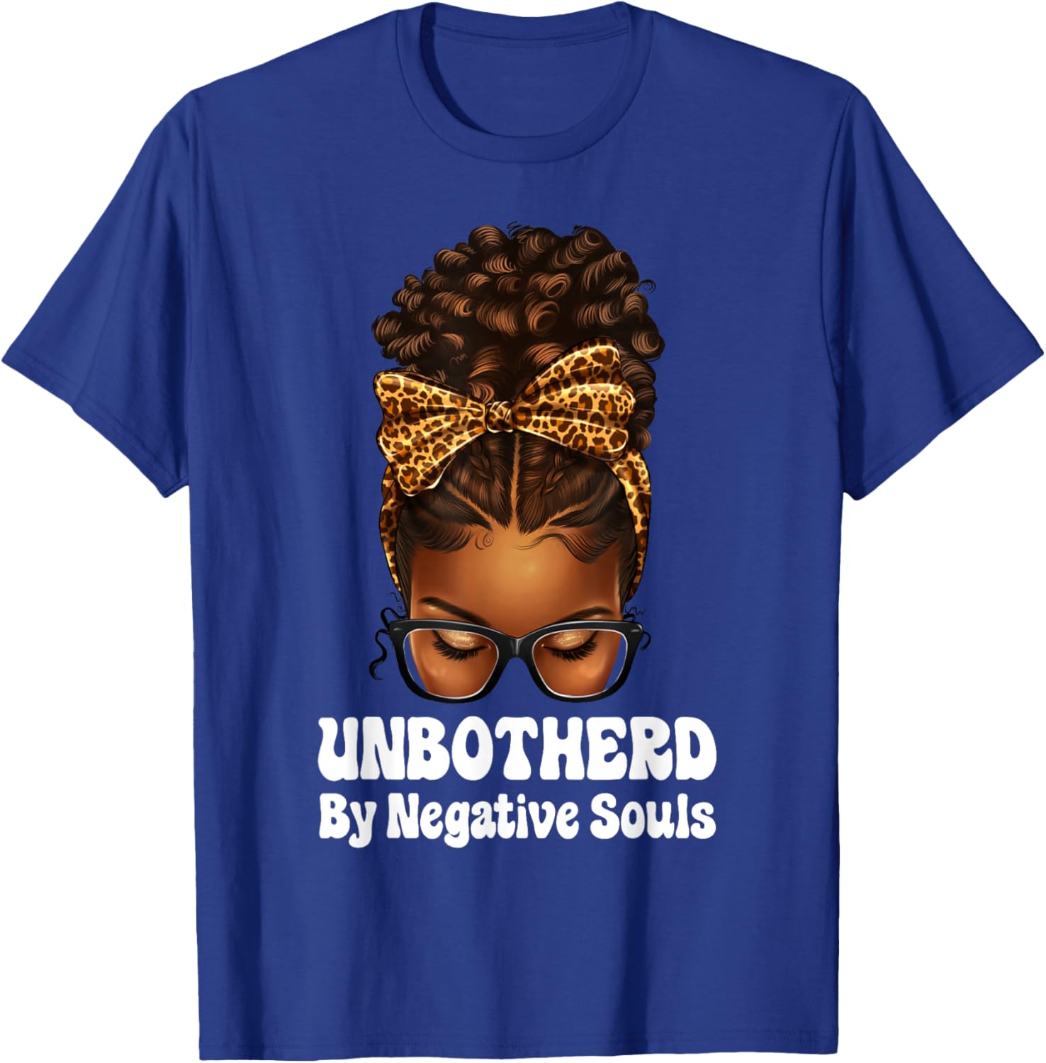Unbothered Afro Mesy Bun African American Black Woman T-Shirt - T-Shirt | Royal