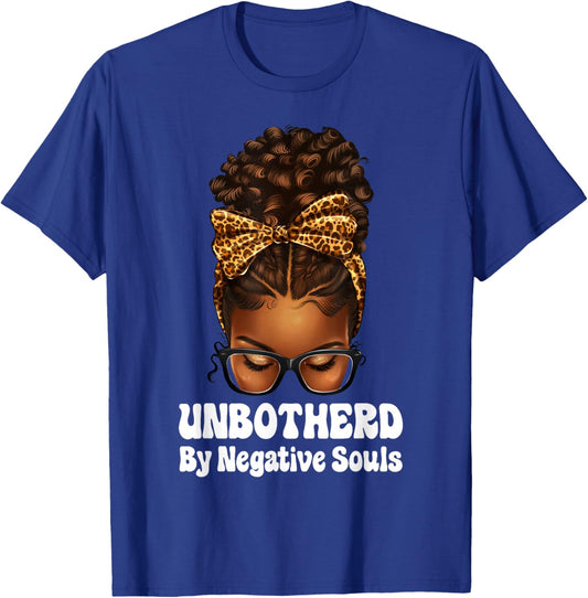 Unbothered Afro Mesy Bun African American Black Woman T-Shirt - T-Shirt | Royal