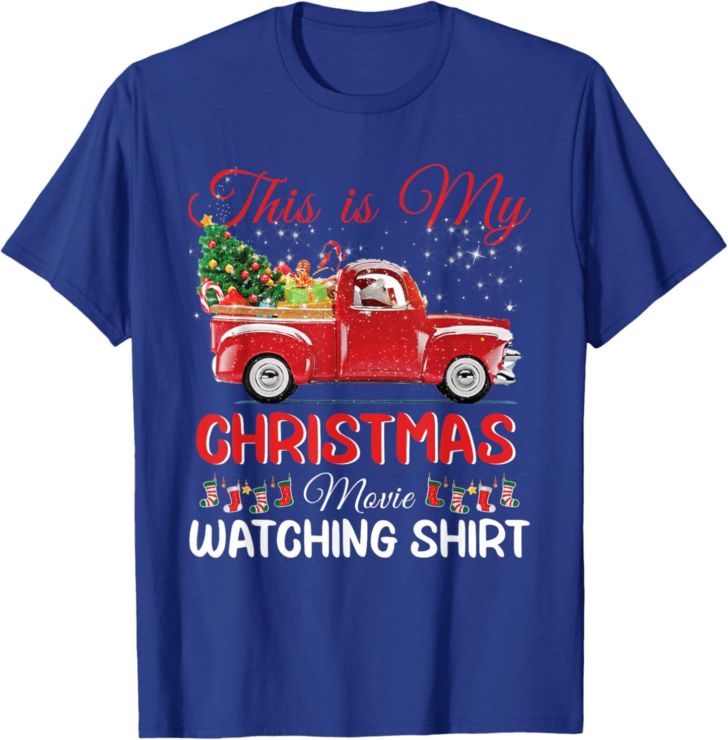 This Is My Christmas Movie Watching with Vintage Truck T-Shirt - T-Shirt | Royal