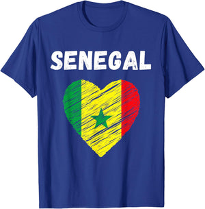 Senegal Flag Holiday Senegal Heart Senegalese Flag T-Shirt - T-Shirt | Royal
