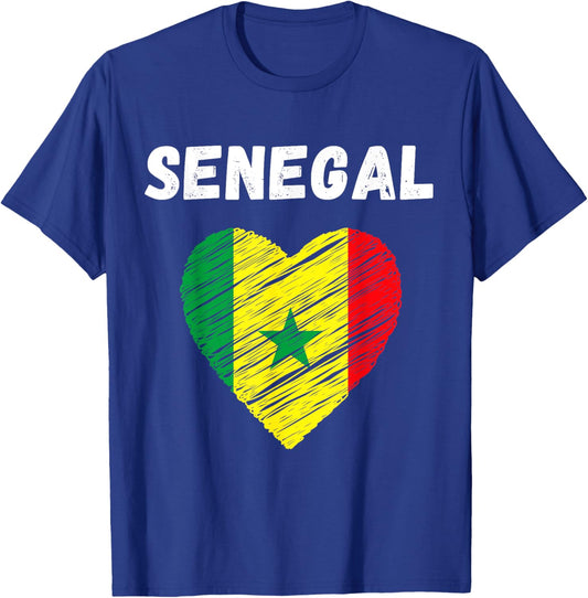 Senegal Flag Holiday Senegal Heart Senegalese Flag T-Shirt - T-Shirt | Royal