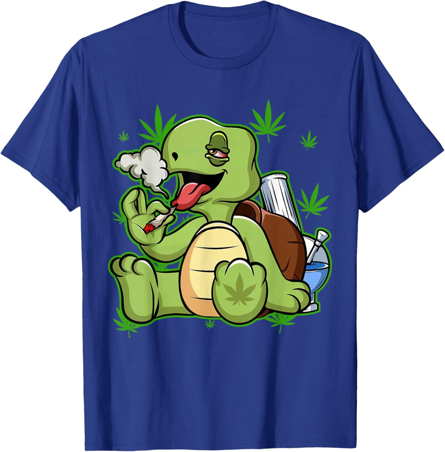 Funny Turtle Smoking Weed Cannabis Marijuana T-Shirt - T-Shirt | Royal