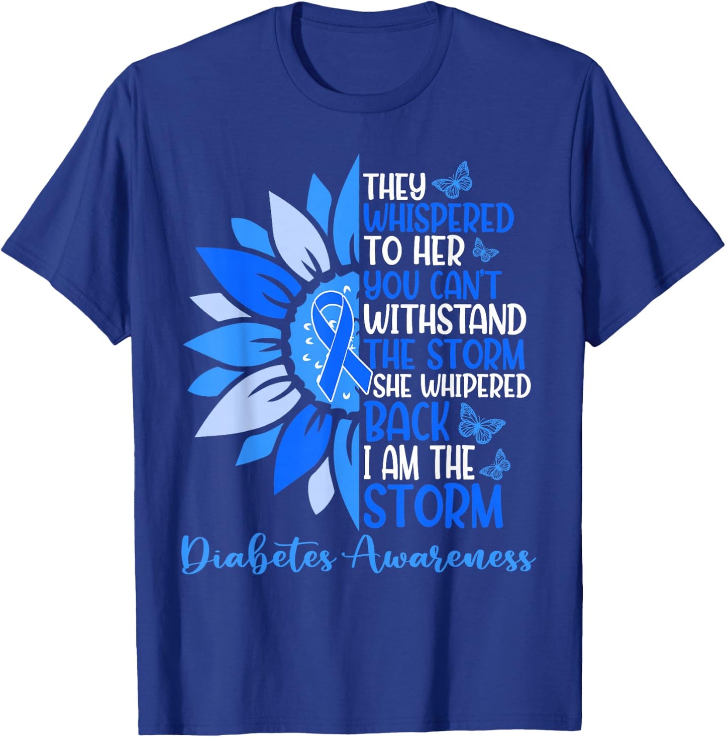 Motivation Support Squad Sunflower Blue Diabetes Awareness T-Shirt - T-Shirt | Royal