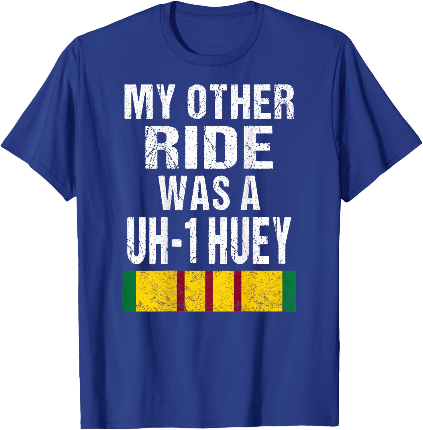 (Print on Back ) Vietnam Veteran Biker UH-1 Huey Helicopter T-Shirt - T-Shirt | Royal