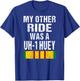 (Print on Back ) Vietnam Veteran Biker UH-1 Huey Helicopter T-Shirt - T-Shirt | Royal