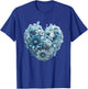 Cute Light Blue Heart Graphic Made of Flowers Girl T-Shirt - T-Shirt | Royal