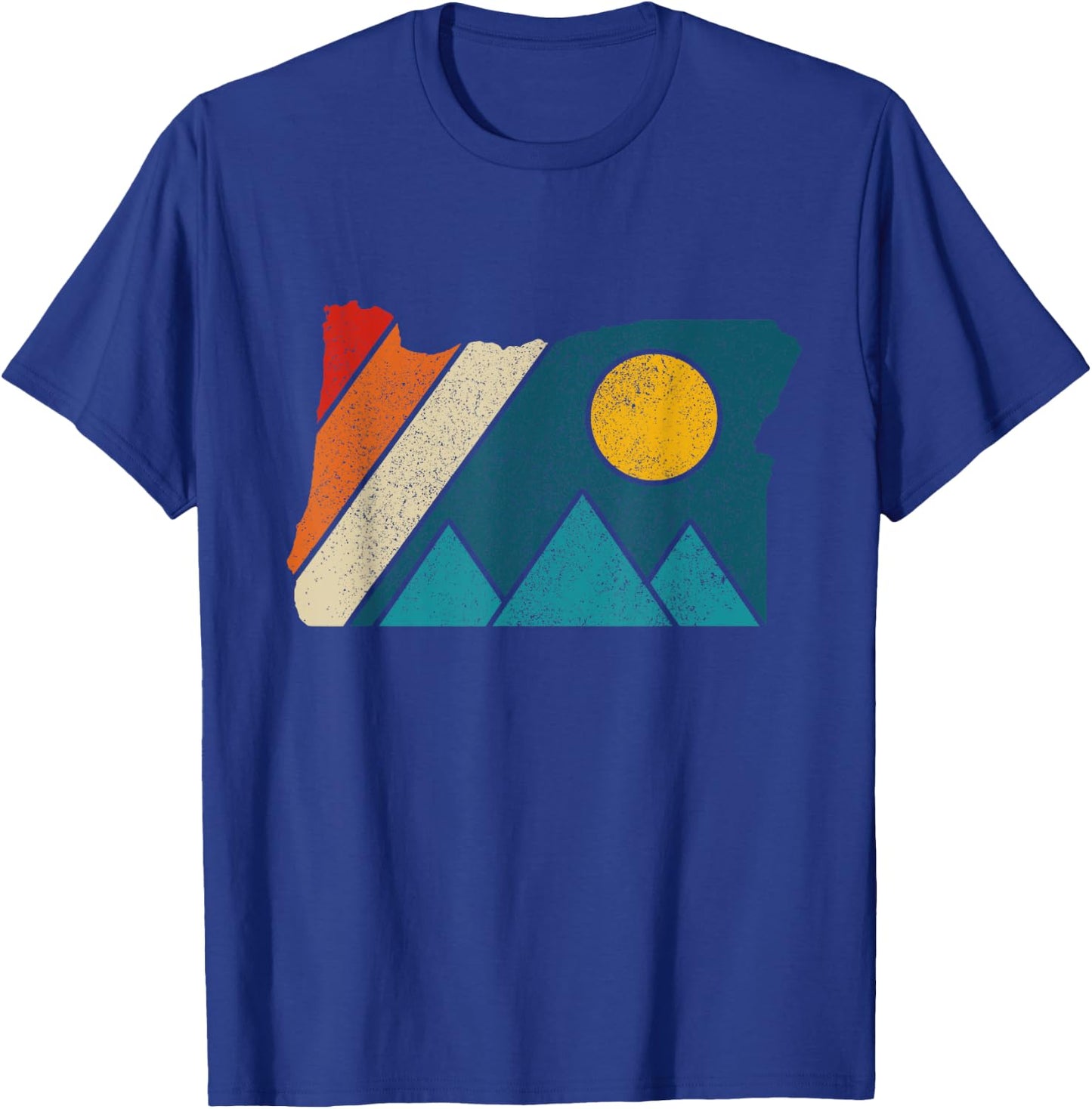 Oregon Vintage State Map Mountains Hiking Nature Pride Gift T-Shirt - T-Shirt | Royal