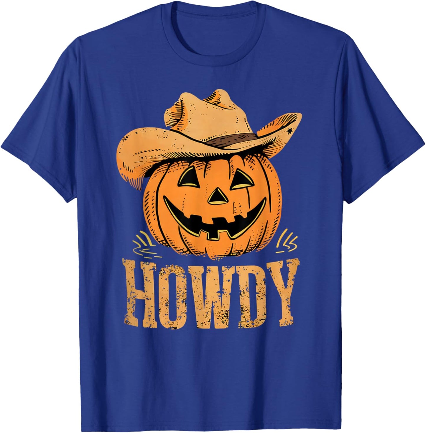 Western Rodeo Festive Cowboy Pumpkin Howdy Halloween T-Shirt - T-Shirt | Royal
