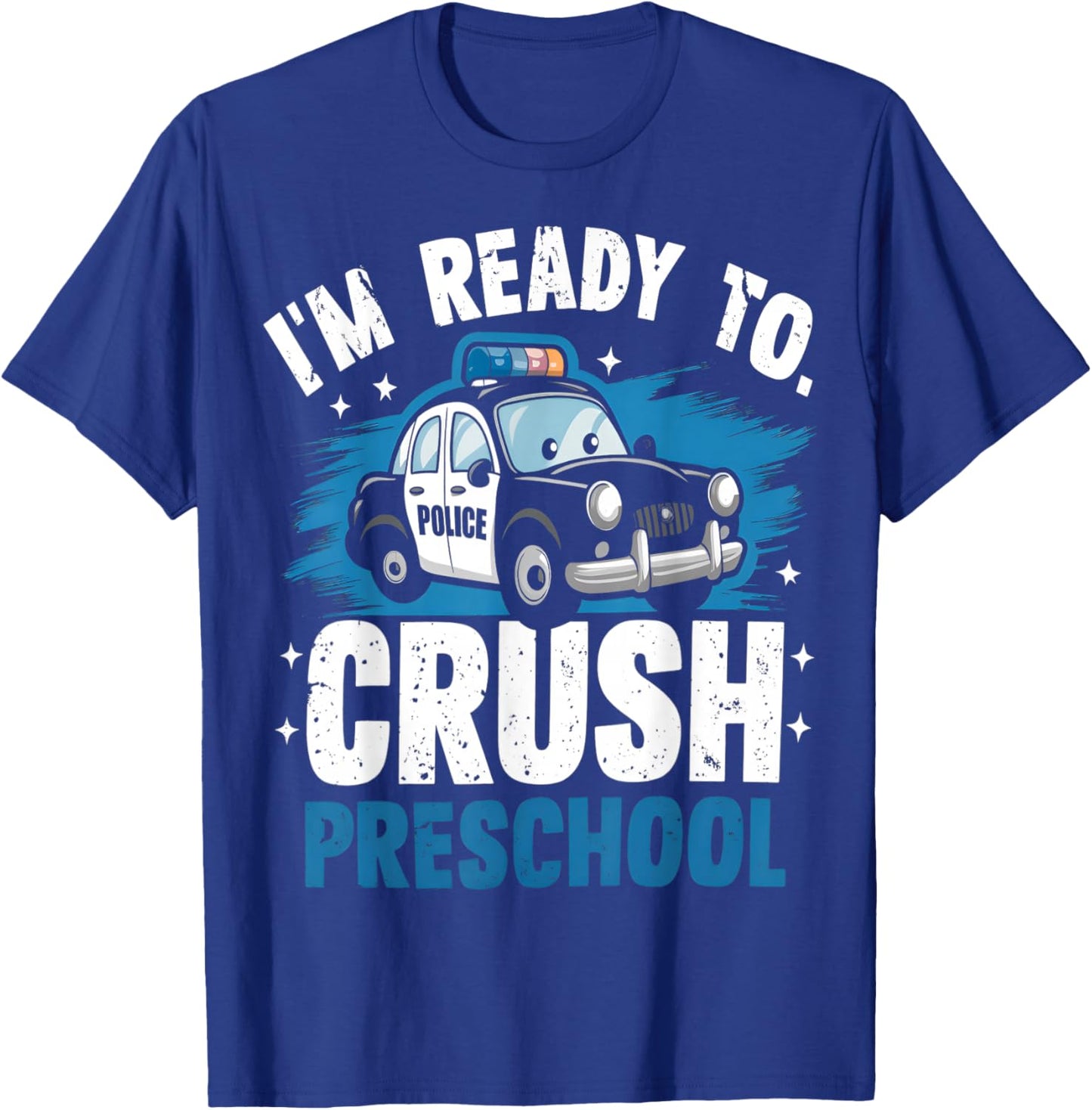 Back To School First Day Of Preschool Police Car Boys T-Shirt - T-Shirt | Royal