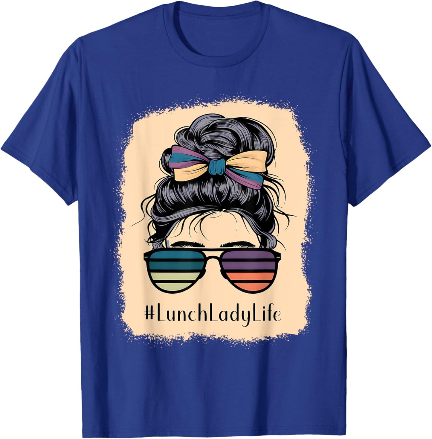 Lunch Lady Life Messy Hair Bun Girl T-Shirt - T-Shirt | Royal