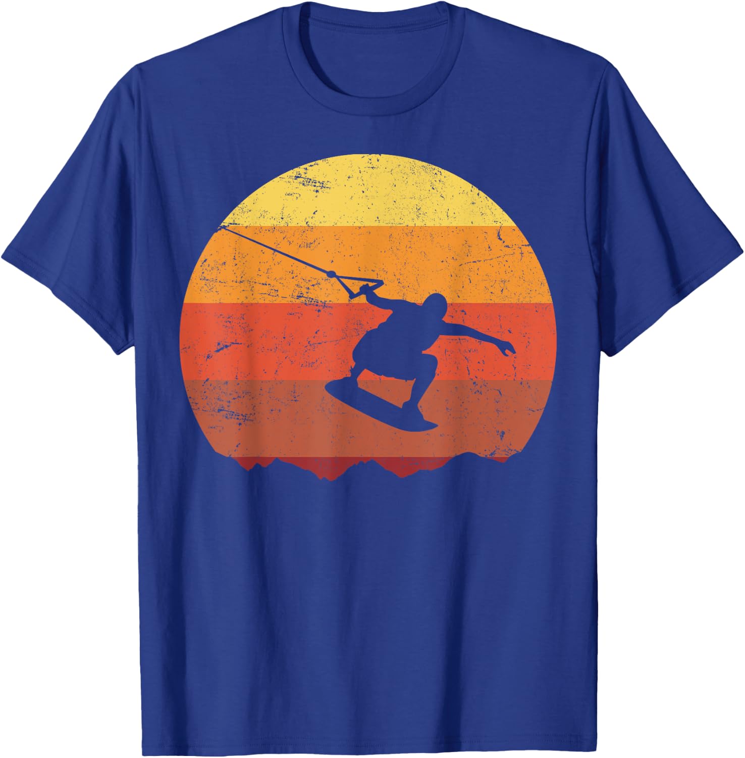 Retro Sunset Wakeboard , Men's Black Graphic Short Sleeve T-Shirt - T-Shirt | Royal