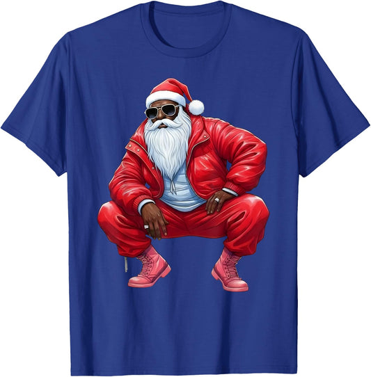 African American Christmas Xmas Afro Santa Claus T-Shirt - T-Shirt | Royal