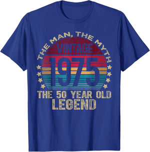 Vintage Legend Birthday Shirts 2025 HH 50 Year Old Gifts Vintage 1975 Limited Edition -Adult Black Small Short Sleeve Cotton, Polyester 50th Birthday T-Shirt - T-Shirt | Royal
