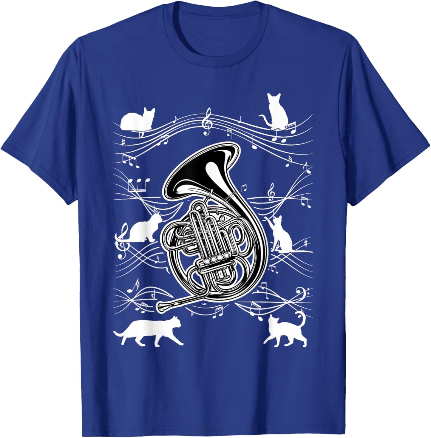Horn Player Cats for Cat Loving French Horn Player T-Shirt - T-Shirt | Royal