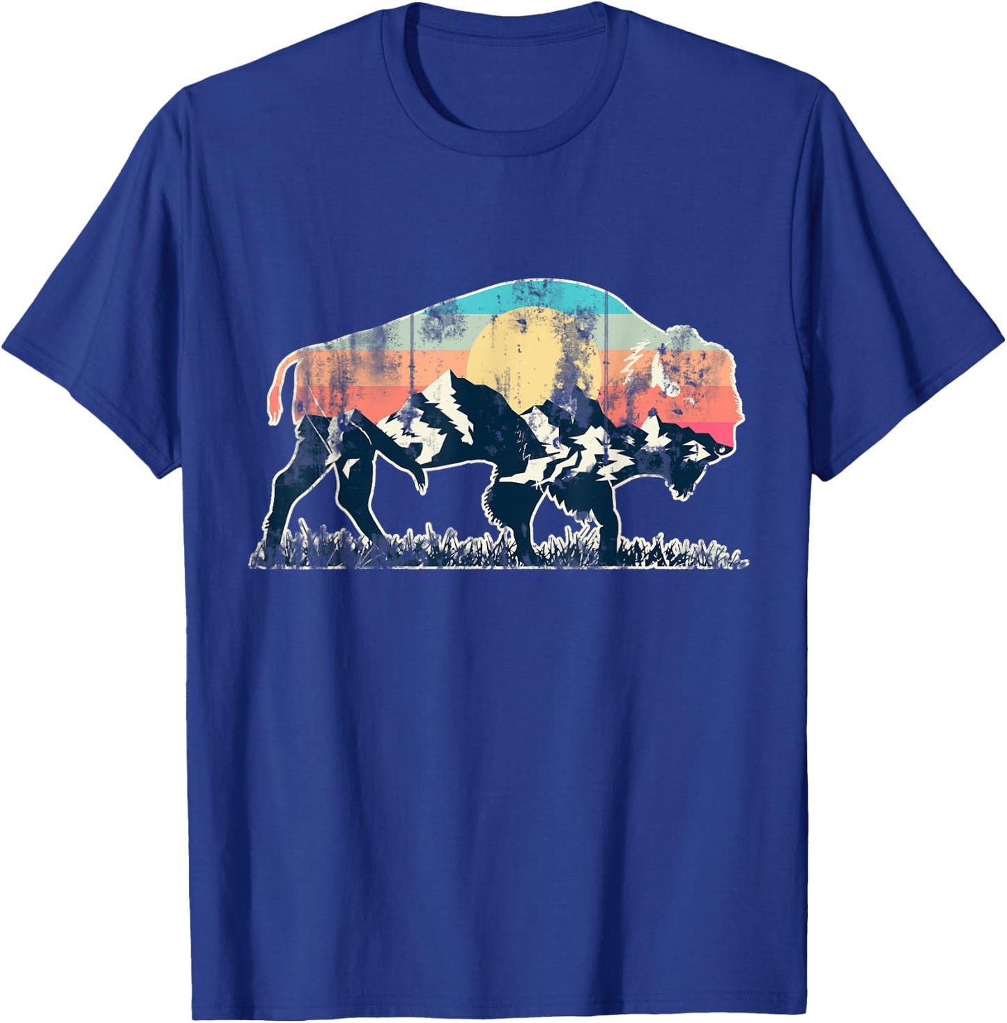 Sunset Landscape Buffalo T-Shirt - T-Shirt | Royal