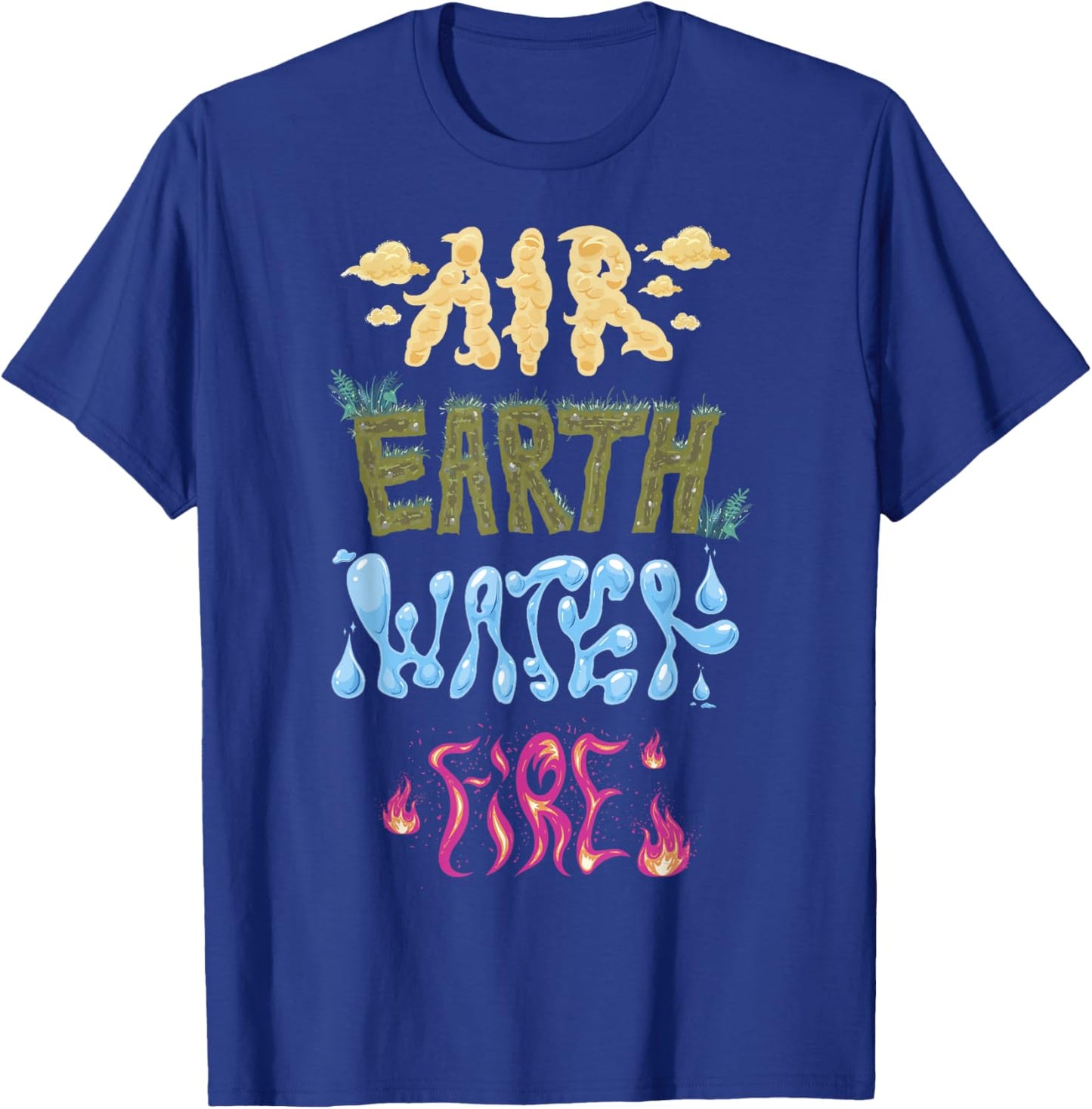 Disney Pixar Elemental Air Earth Water Fire Stylized Text T-Shirt - T-Shirt | Royal