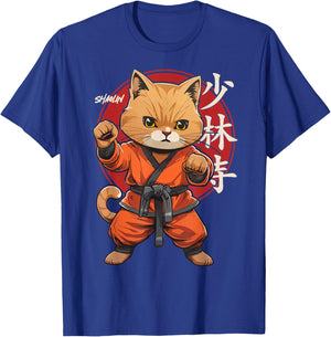 Shaolin Monk Retro Cat Martial Arts Kung Fu Shaolin Cat Women Girls Kids T-Shirt - T-Shirt | Royal