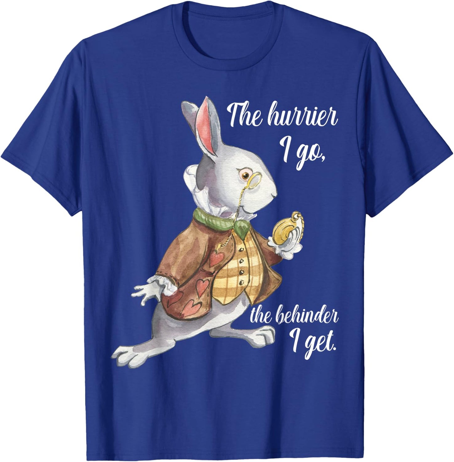 Alice in Wonderland White Rabbit Running Late Hurrying T-Shirt - T-Shirt | Royal