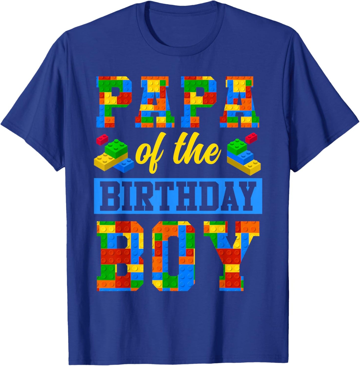 Papa Of The Birthday Boy Building Block Bday Party T-Shirt - T-Shirt | Royal
