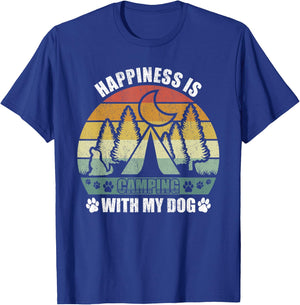 Retro Happiness Is Camping With My Dog Shirt Dog Camper's Women Kids T-Shirt - T-Shirt | Royal