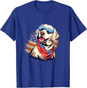 Yellow Lab 4th of July Design: Patriotic Pup Labrador Pride T-Shirt - T-Shirt | Royal