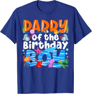 Daddy Under Sea Birthday Party Boys Ocean Sea Animals Themed T-Shirt - T-Shirt | Royal
