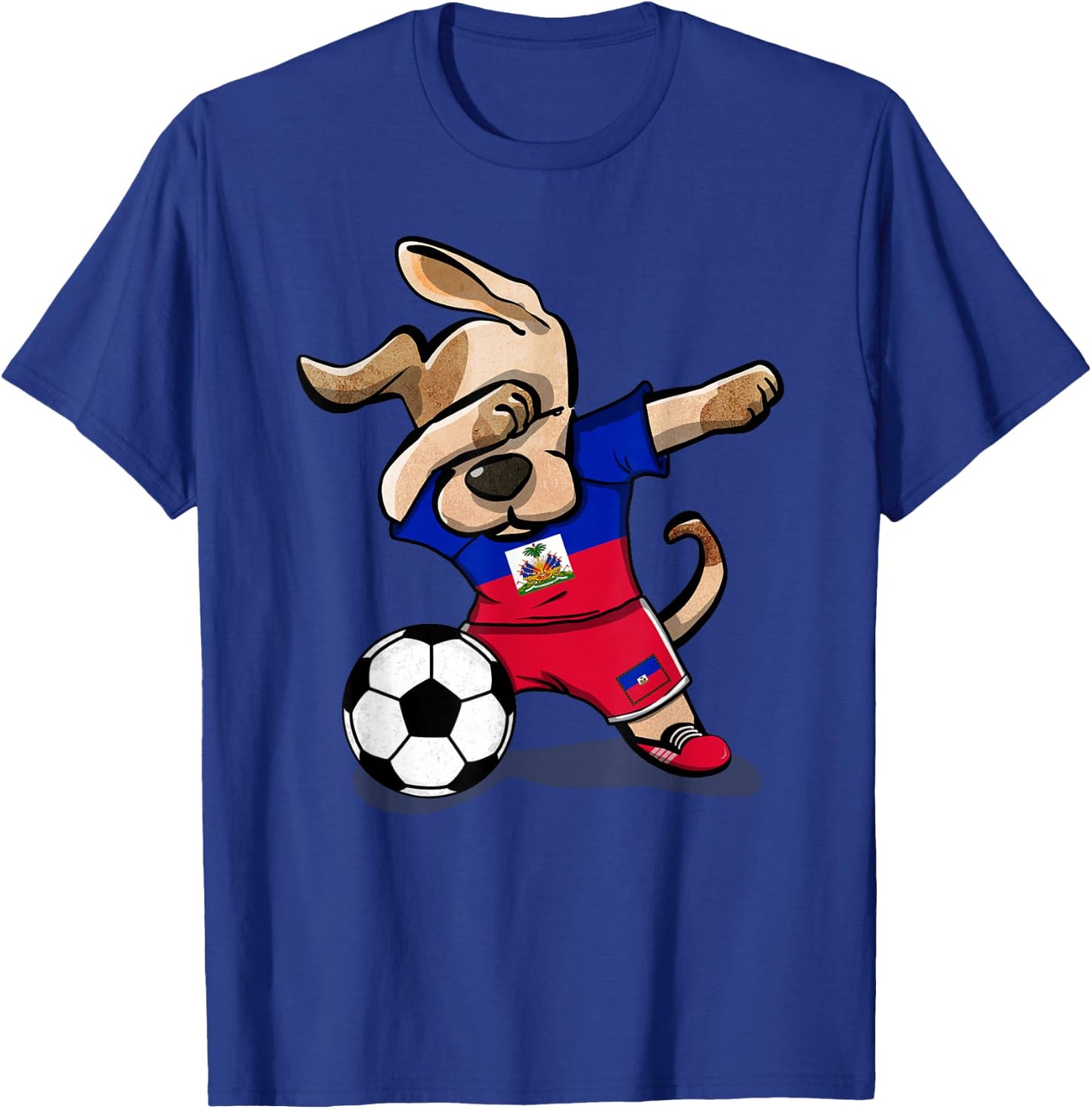 Dabbing Dog Haiti Soccer Jersey Haitian Football Lover Gift Women Girls Kids T-Shirt - T-Shirt | Royal