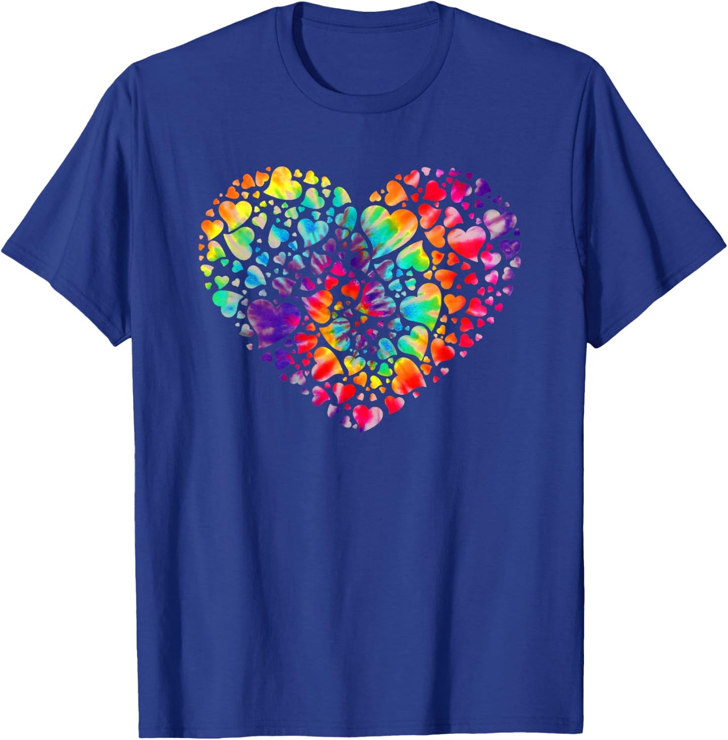 Colorful Tye Dye Die Tie Heart Valentine's Day Gift T-Shirt - T-Shirt | Royal