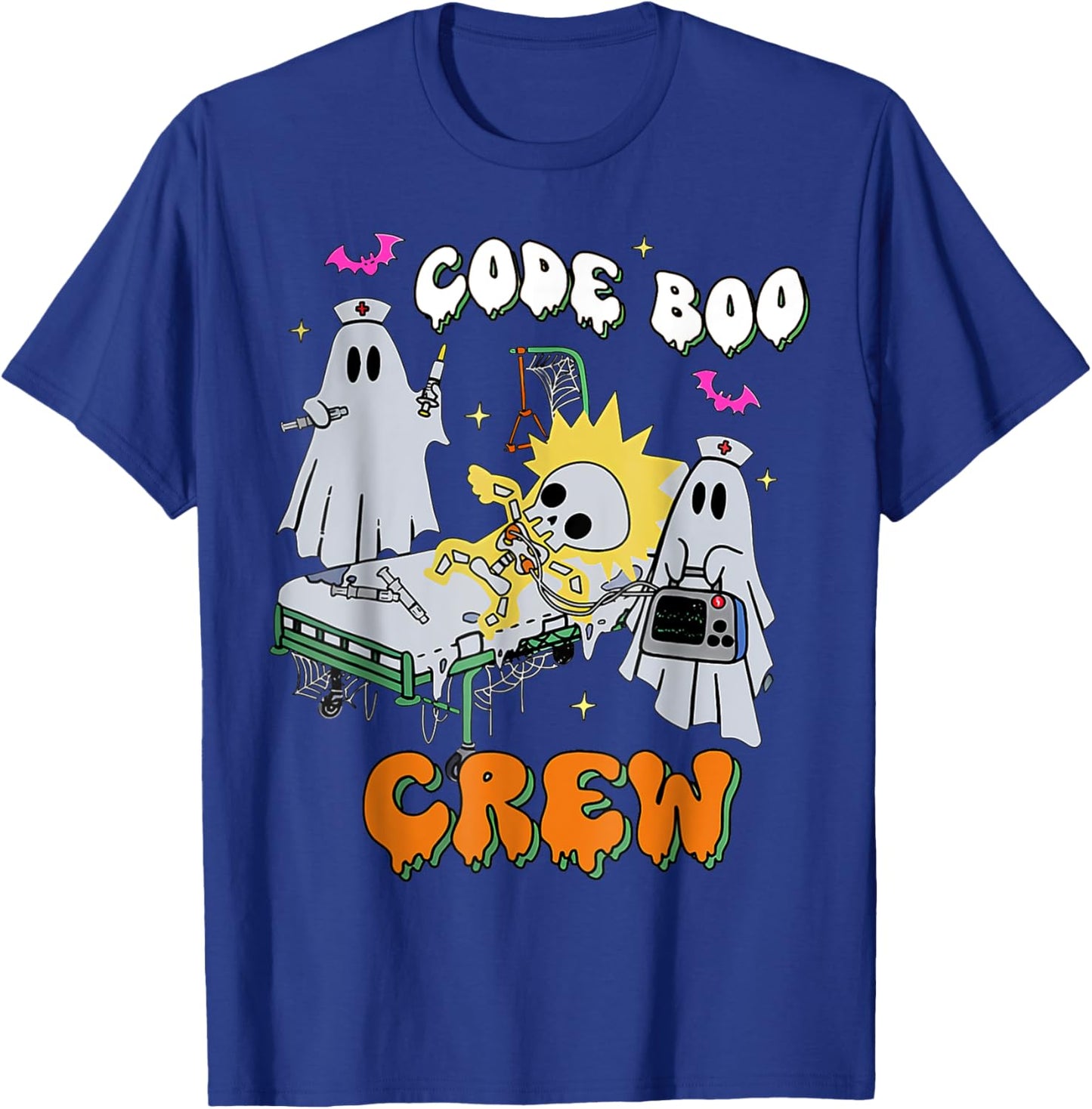 Code Boo Crew Funny Ghost Nurse Halloween Costume Nursing T-Shirt - T-Shirt | Royal