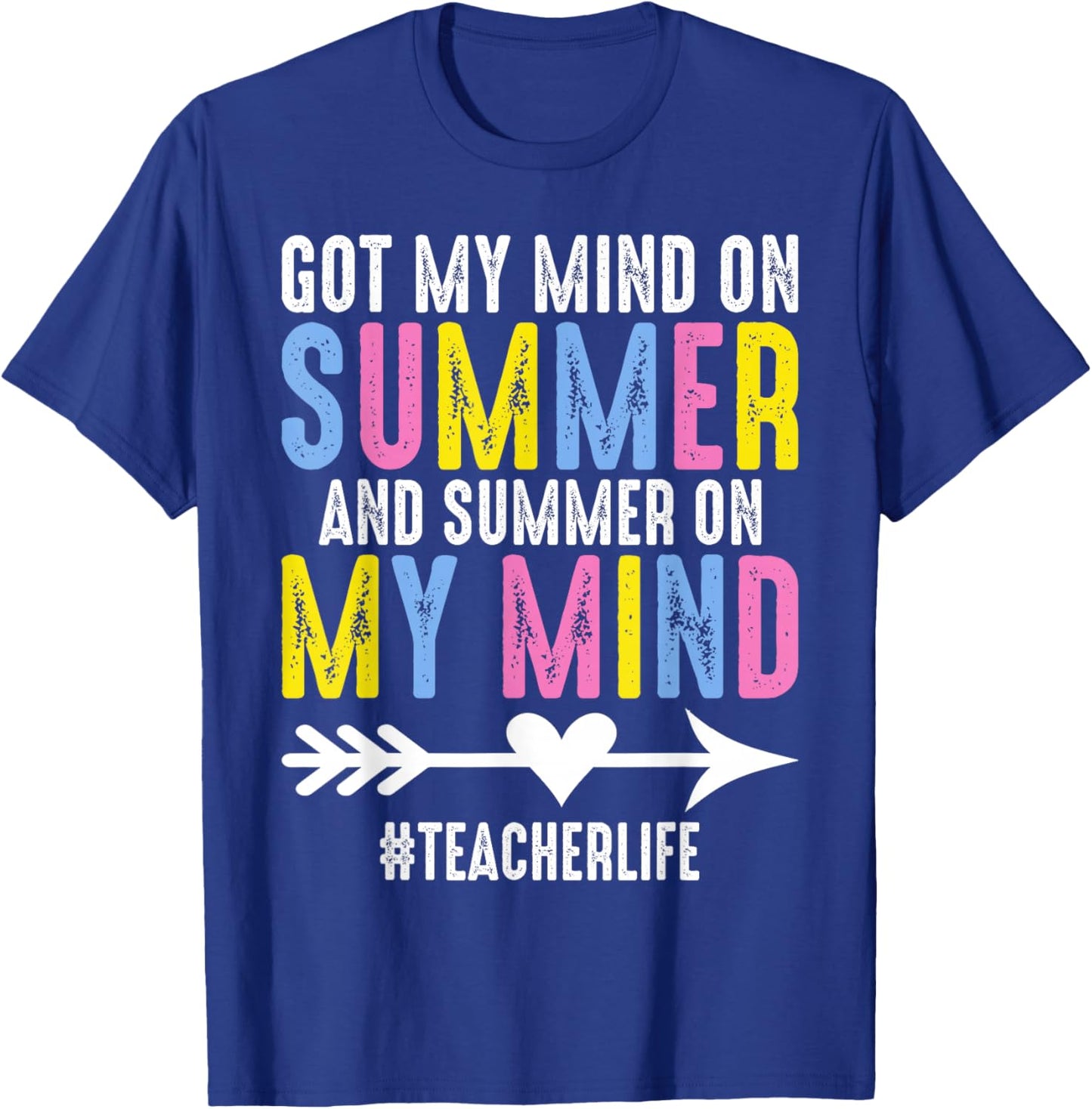 Got My Mind On Summer Teacher Life Funny Summer Teacher T-Shirt - T-Shirt | Royal