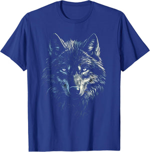 Timber Wolf Face Portrait Distressed Graphic Art Lover Gifts T-Shirt - T-Shirt | Royal