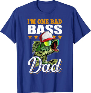 I'm One Bad Bass Dad Funny Bass Fishing Father's Day Gift T-Shirt - T-Shirt | Royal