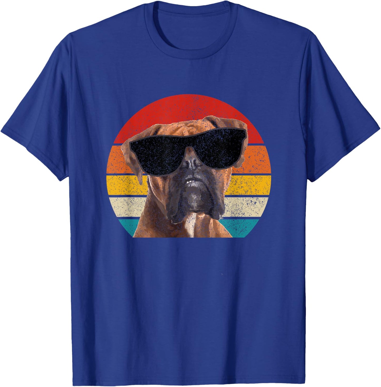 Boxer Dog Sunglasses Vintage Funny Dog Men Women Kids T-Shirt - T-Shirt | Royal
