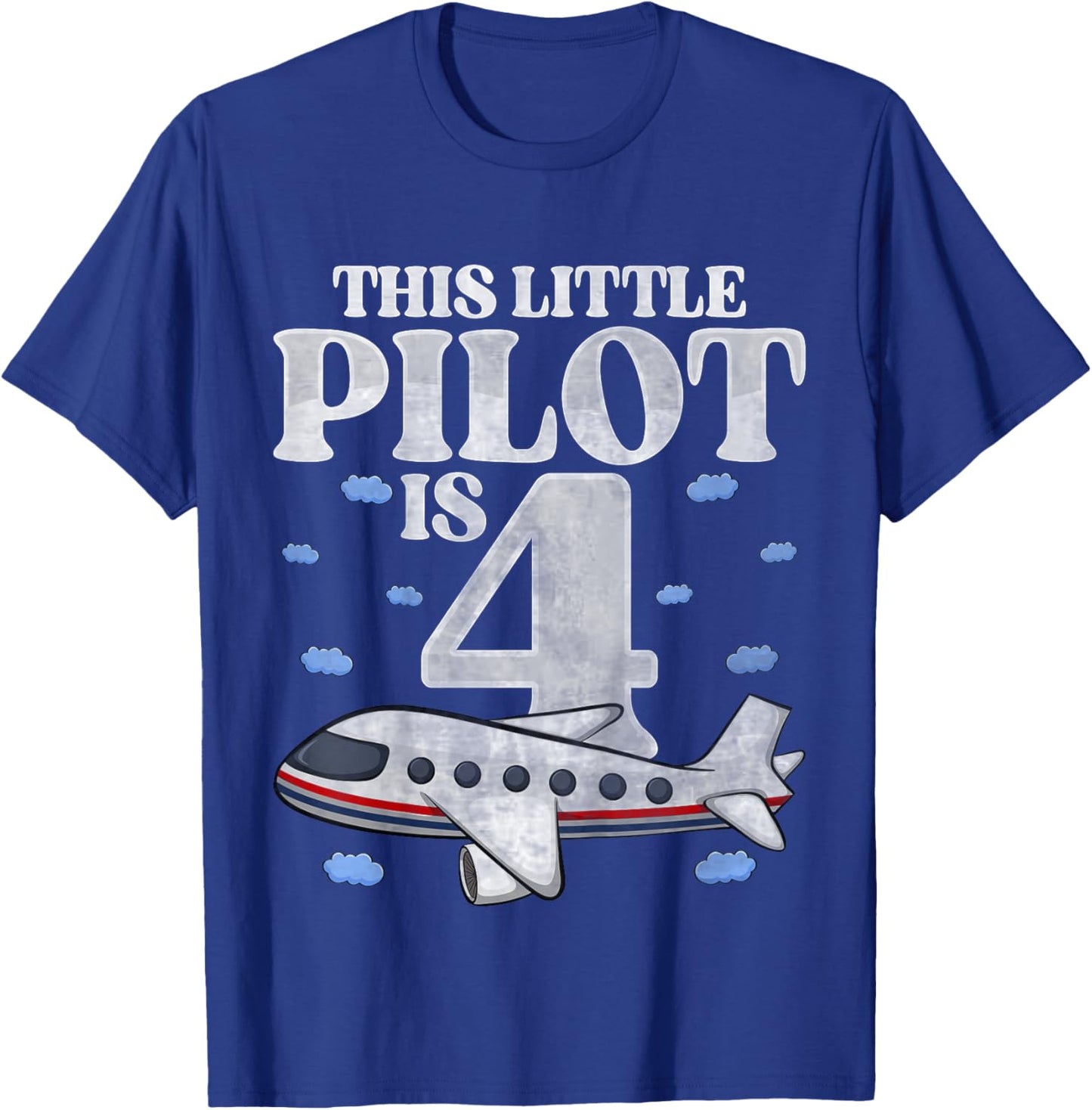 Kids This Little Pilot Is 4 Airplane Four Years Old 4th Birthday T-Shirt - T-Shirt | Royal