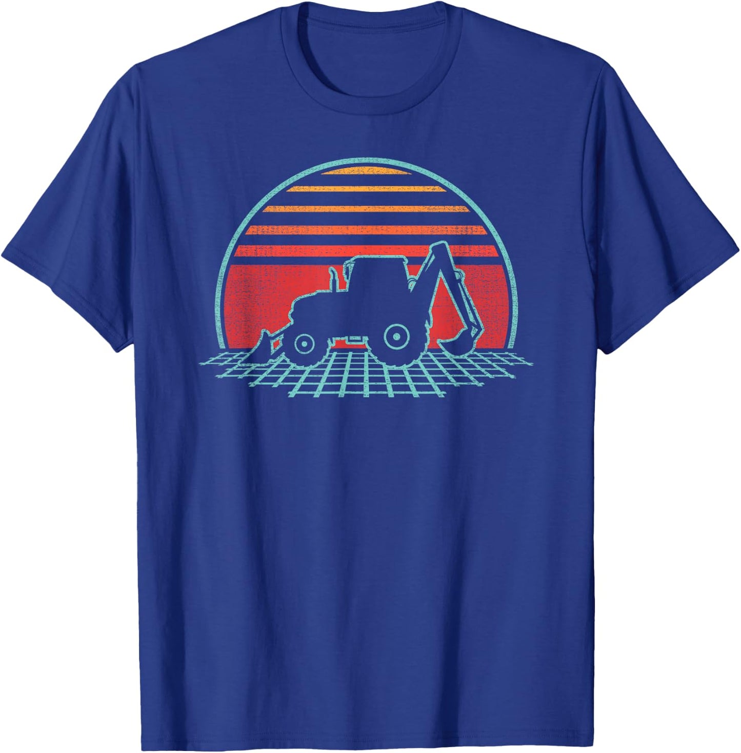 Backhoe Retro Vintage 80s Style Construction Worker Gift T-Shirt - T-Shirt | Royal