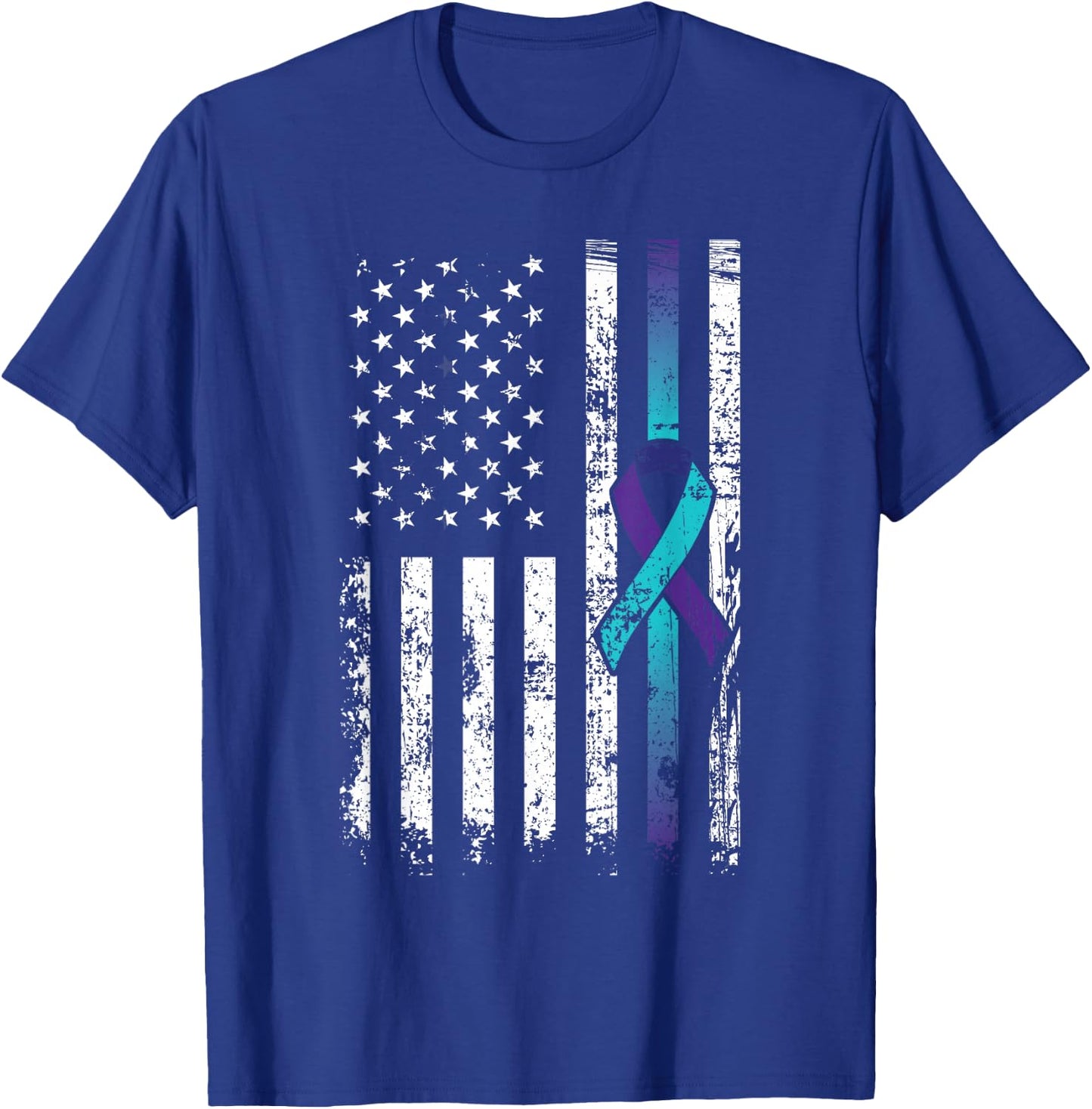 Suicide Depression American Flag Prevention Awareness T-Shirt - T-Shirt | Royal