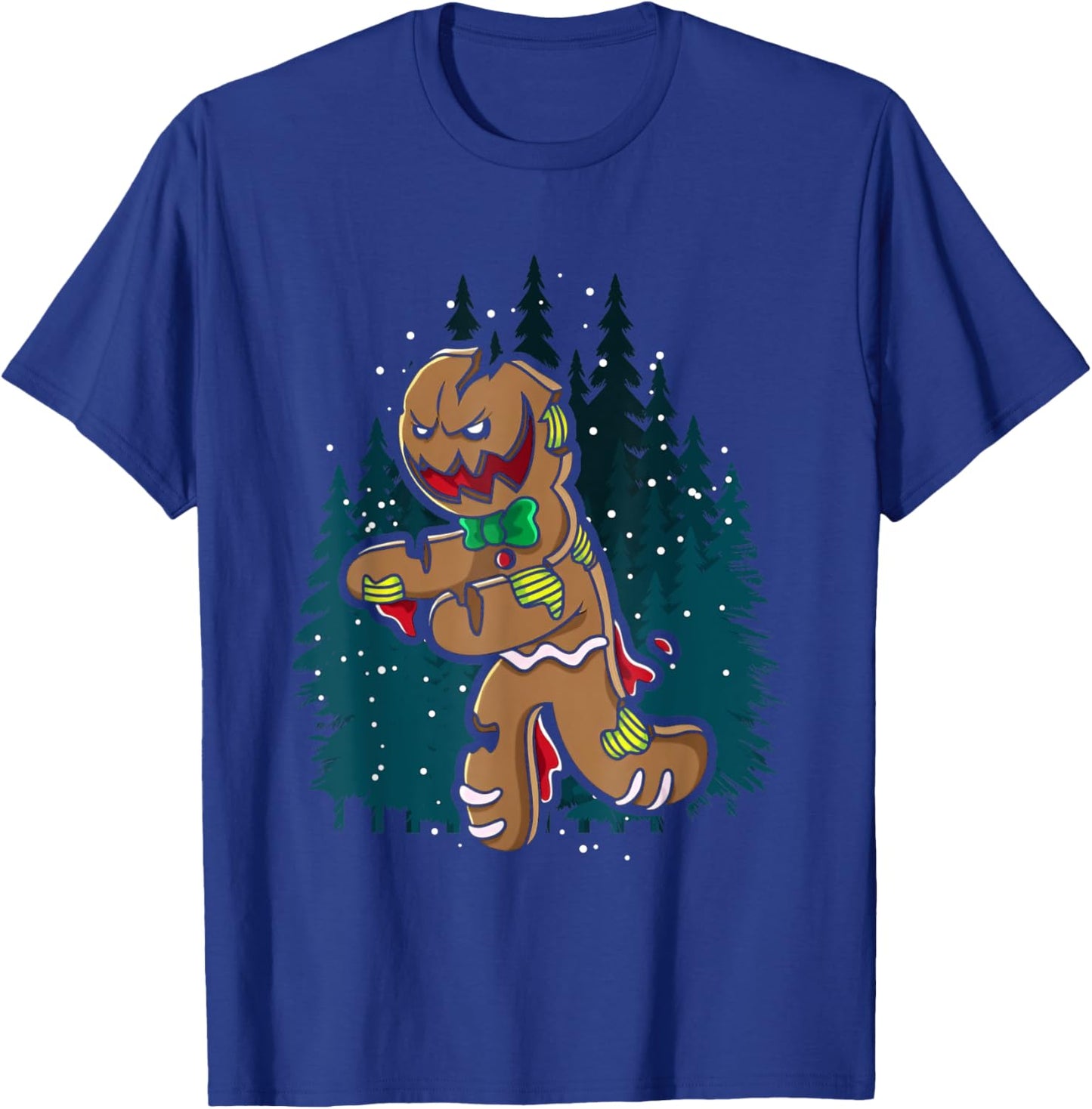 Creepy Zombie Gingerbread Man Funny Scary Christmas Holiday T-Shirt - T-Shirt | Royal