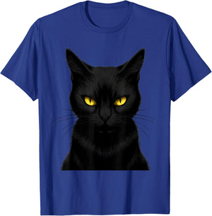 Black Cat Yellow Eyes Graphic Men Women Boys Girls T-Shirt - T-Shirt | Royal